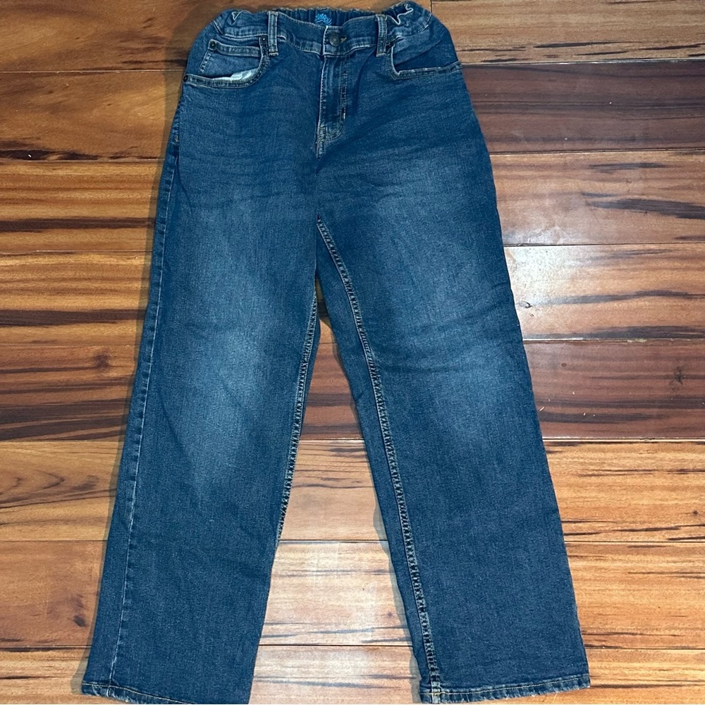 Kids Elastic-Waist Dark Blue Denim Jeans 16H